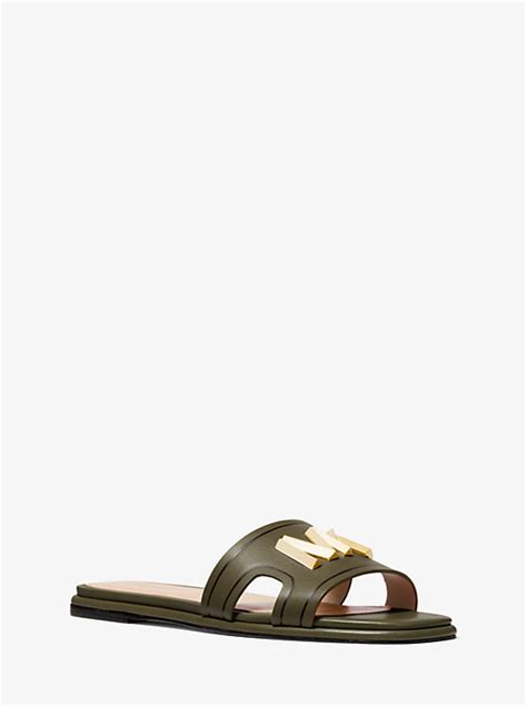 michael kors kippy embellished leather slide sandal|michael kors designer slides.